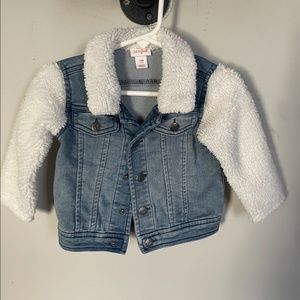 Adorable Cat & Jack™ Toddler Jean Jacket with White Sleeves & Collar- 12 mo